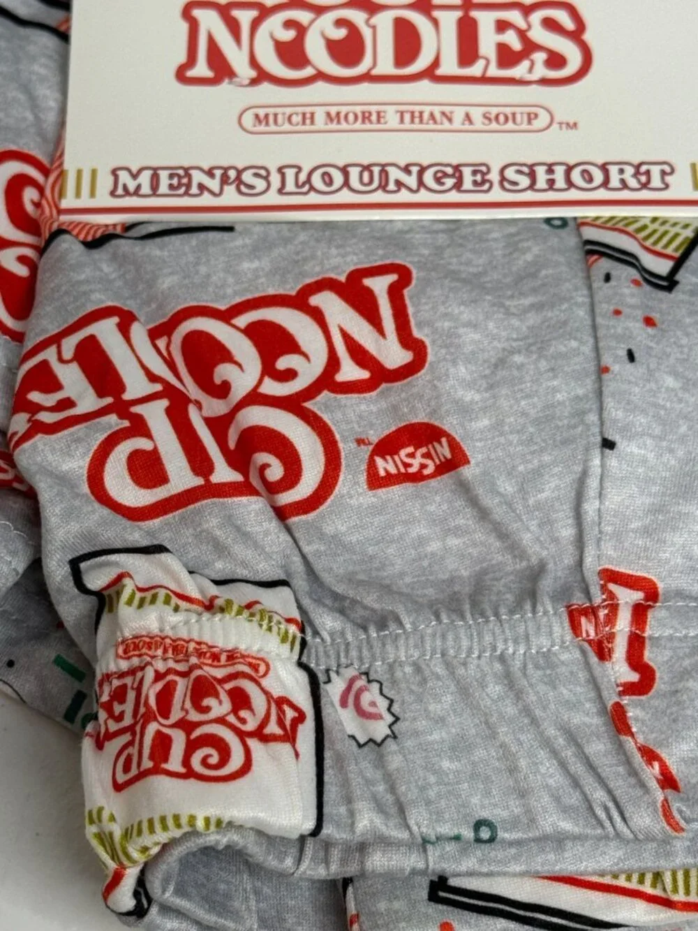 Cup Noodles Lounge Shorts Men Large Gray Ramen Print Pajama Shorts